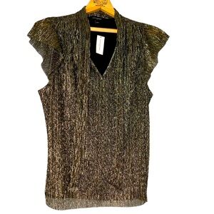 Banana Republic NWT Metallic/Black Blouse with Tie Around the Neck in Size L